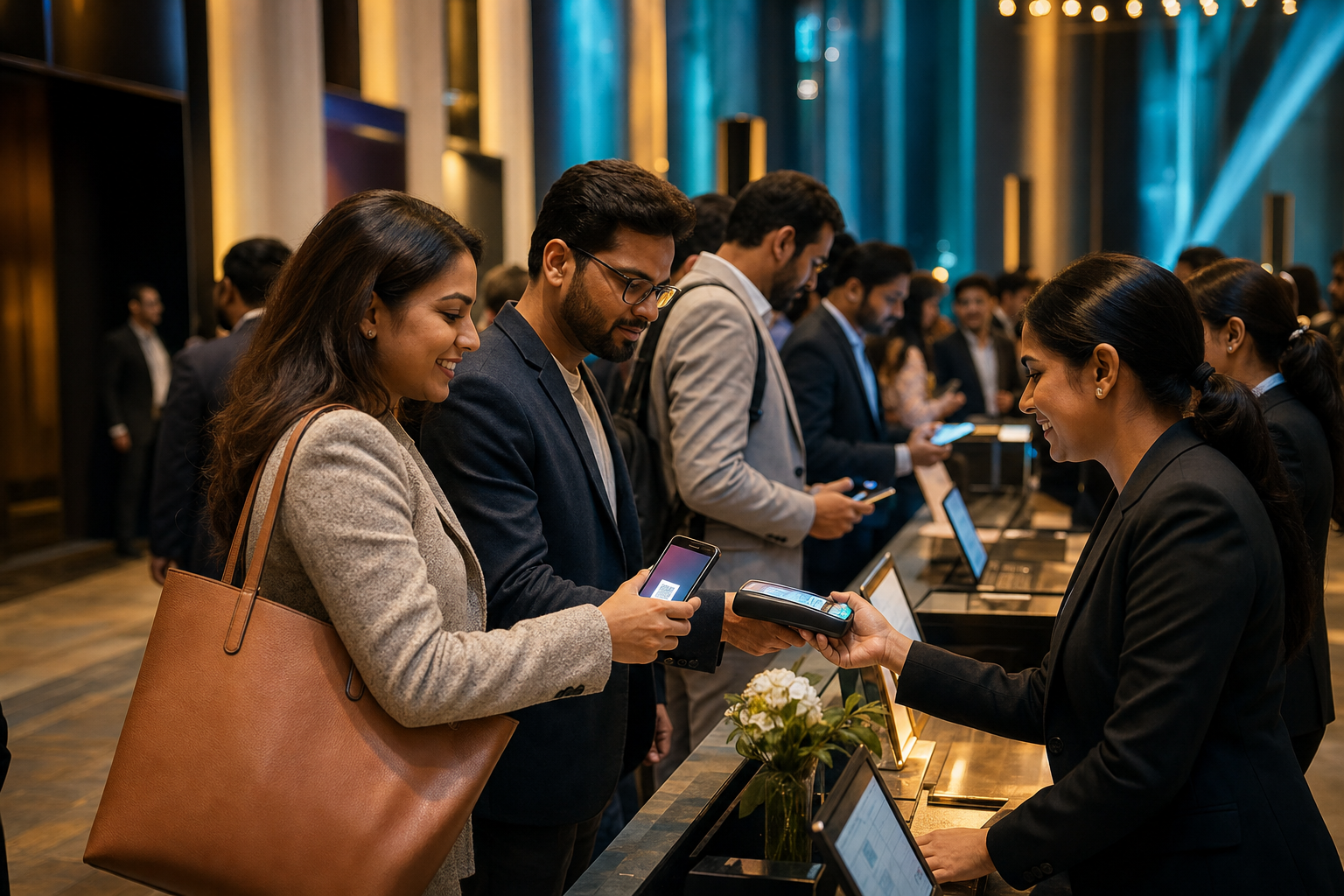 Event check-in with QR pass at a conference